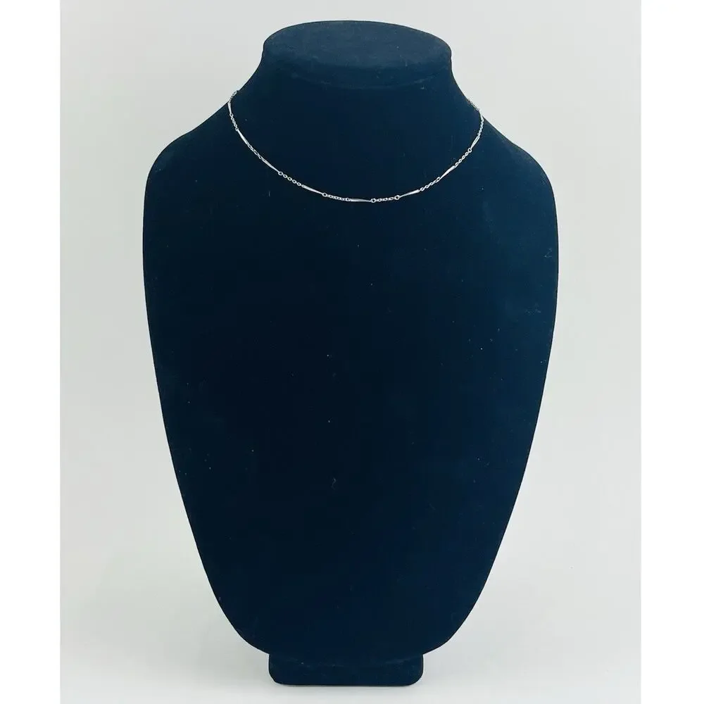 Crown Trifari Station Necklace Choker Silver Tone Dainty Logo Geometric Thin Ang